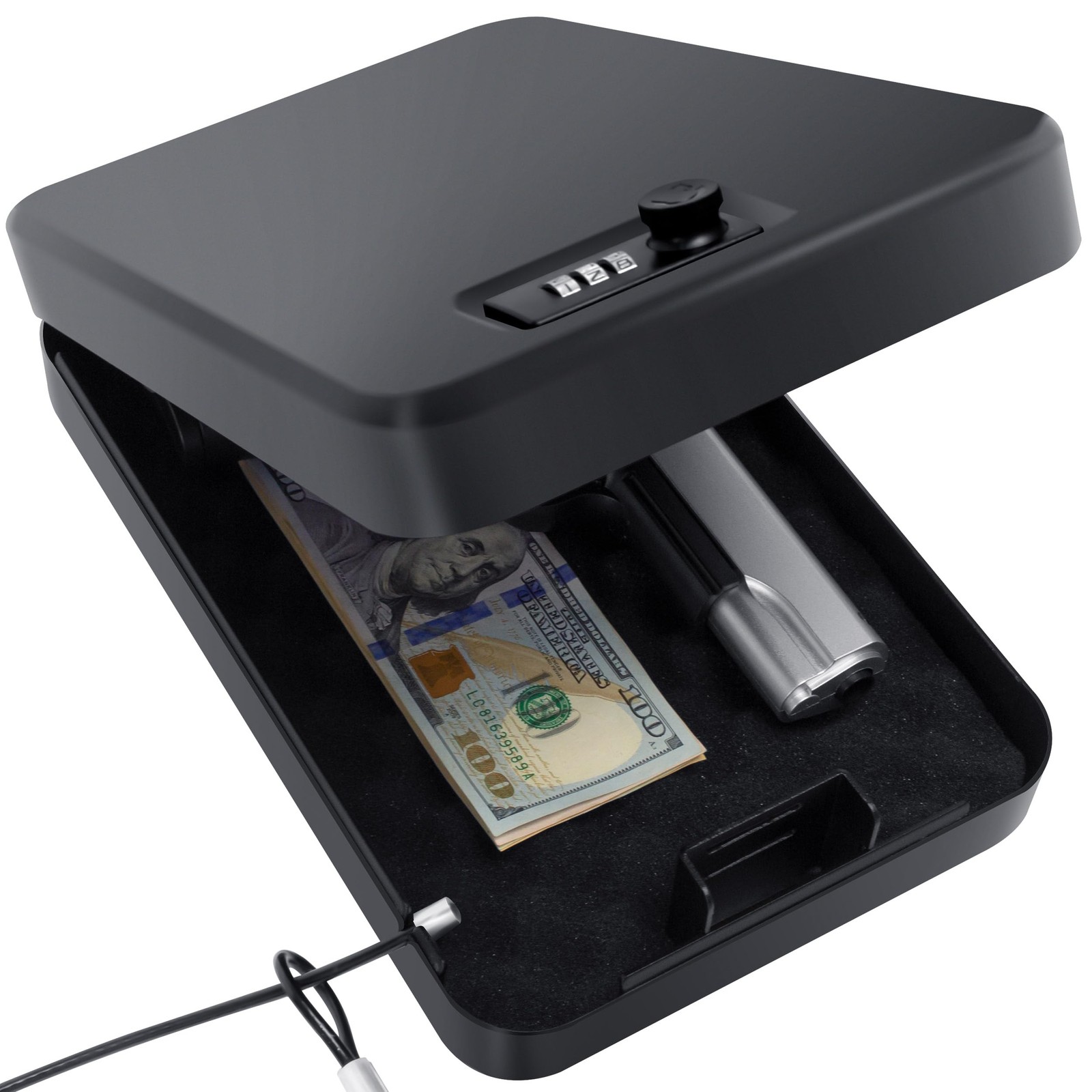 PACOLO Portable Gun Safe for Pistols, Small Handgun Lock X Large-com, Black