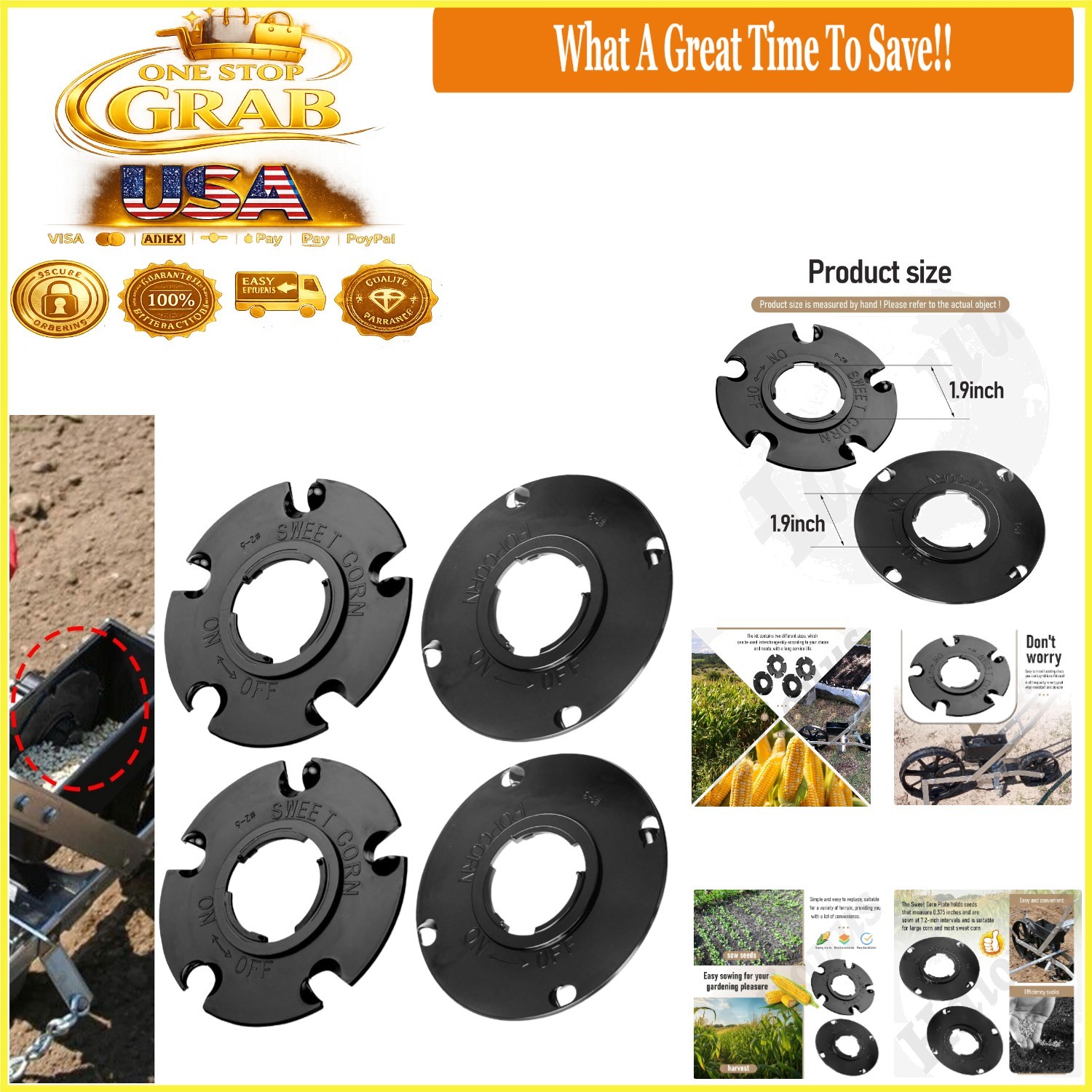 2 Pack Sweet Corn & Popcorn Seed Plates for E-arthway 1001-B Garden Seeder