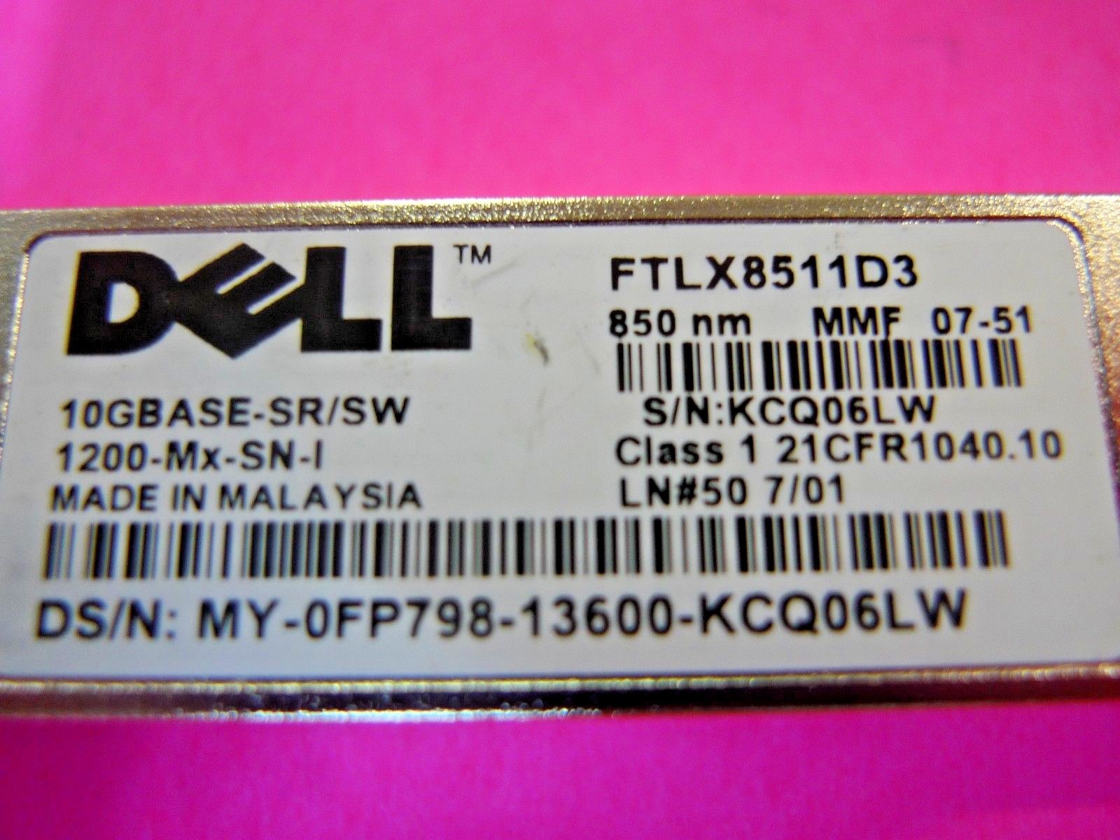 GENUINE Dell 10Gb GBIC Transceiver Module FTLX8511D3 FP798
