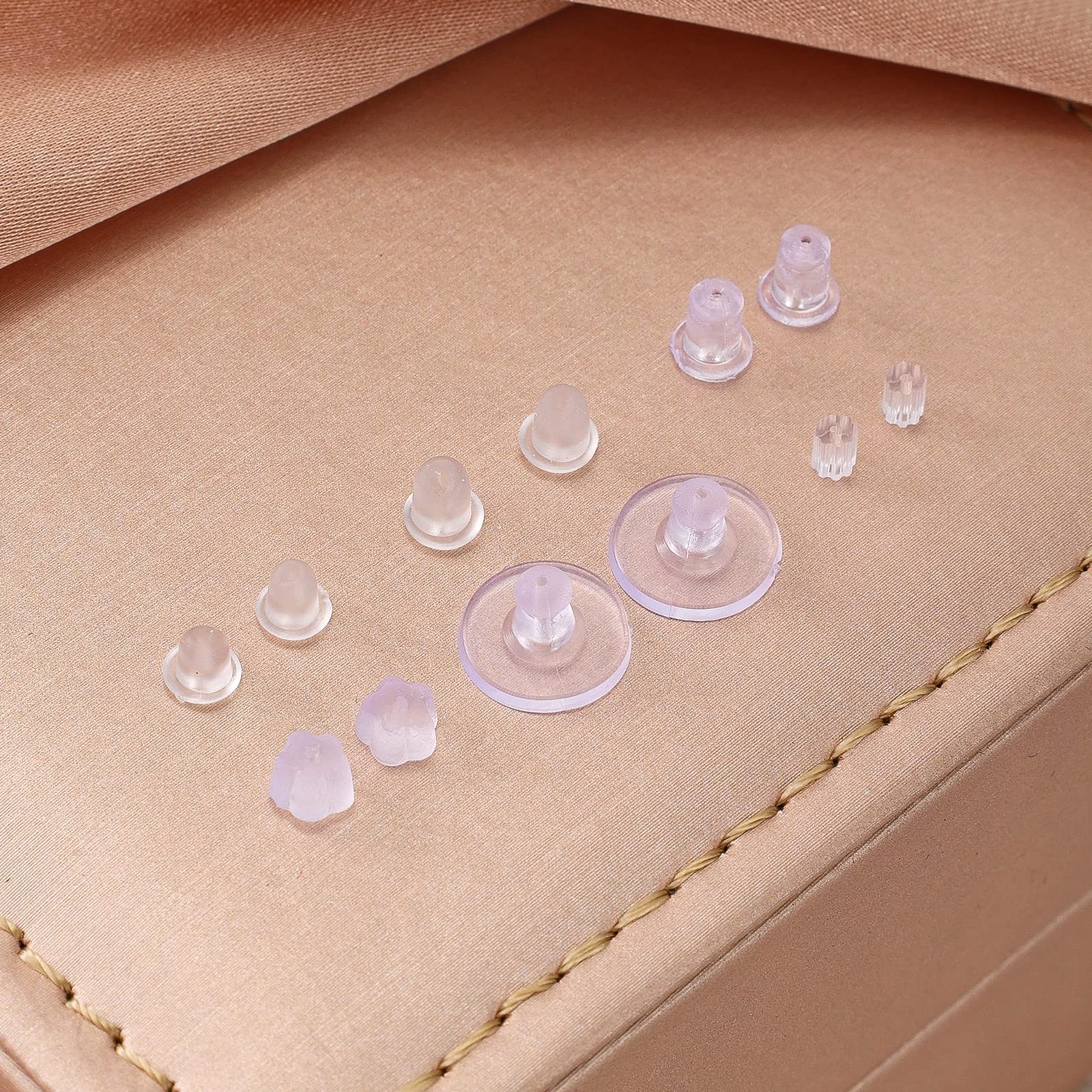 6 Styles Silicone Earring Backs for Studs, 600 Pcs Clear Soft Earring Backings H