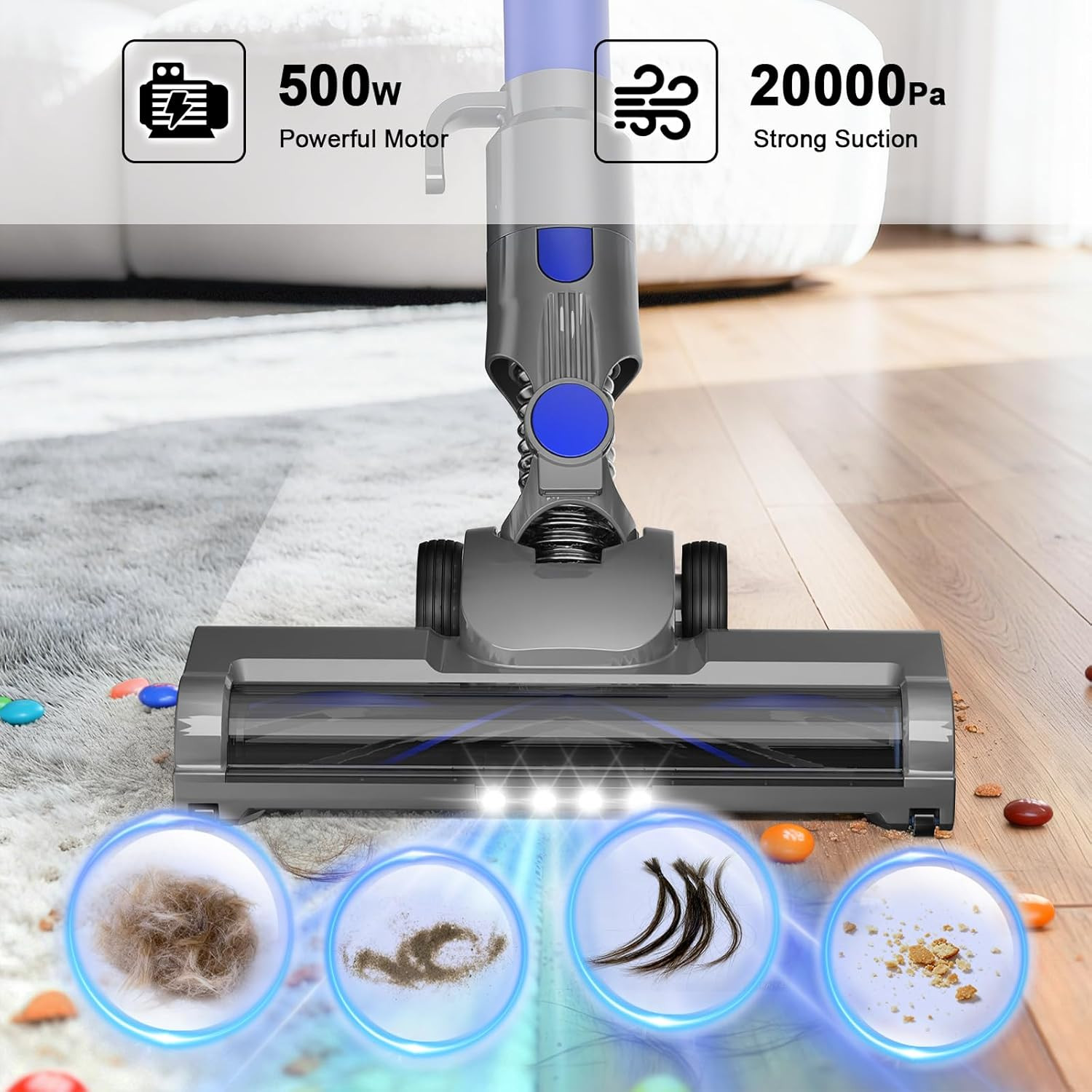 23Ft Corded Vacuum Cleaner, with LED Headlights & Large Dust Cup, Powerful Sucti
