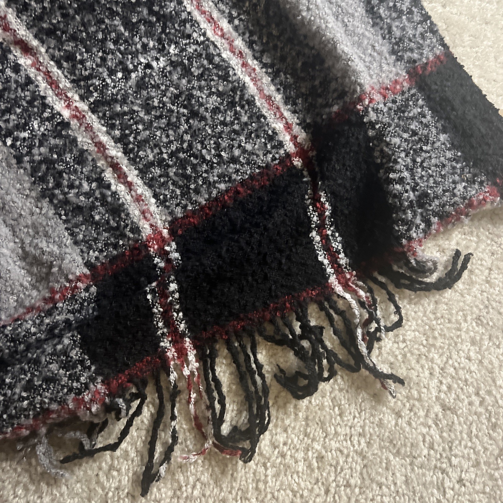 Plaid Blanket Scarf Wrap Shawl Fringe Cozy Soft Oversized One Size
