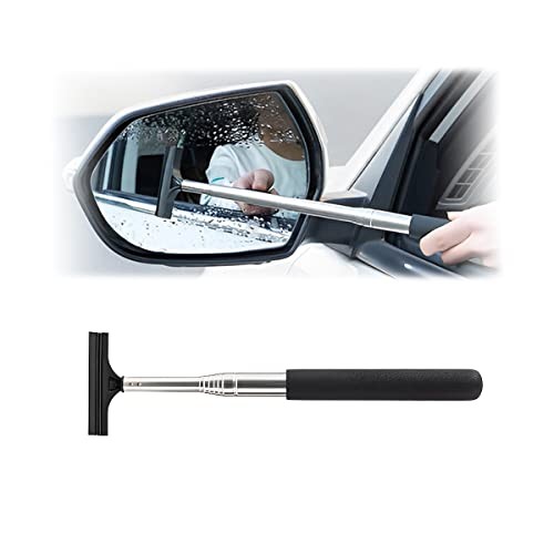Car Rearview Mirror Wiper, Retractable Auto Glass Squeegee, Water Cleaner Black