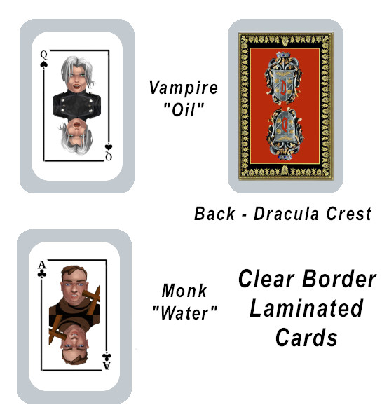 VAMPIRE & MONK CUSTOM CARDS FOR OIL & WATER - LAMINATED - (Set of 6 Cards)