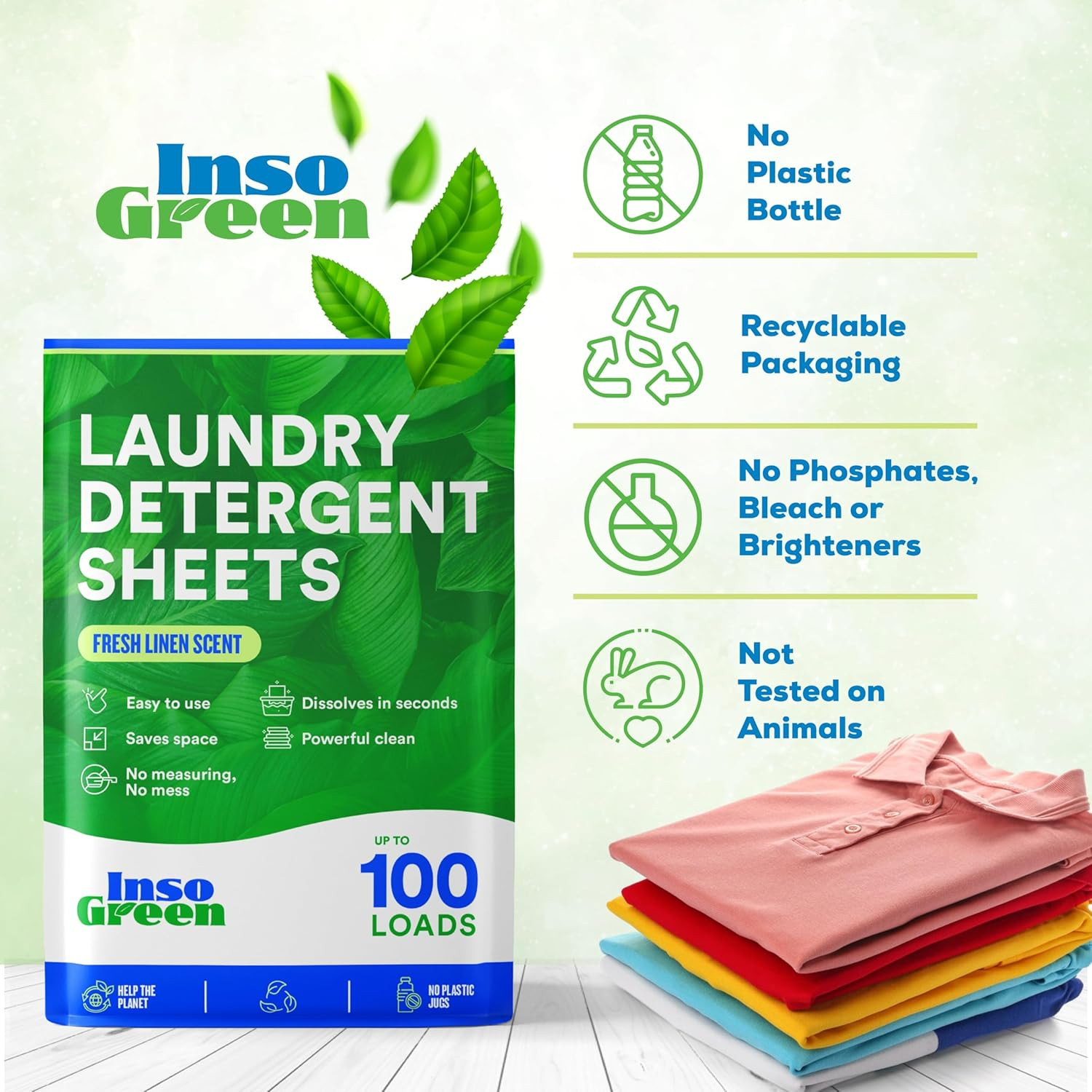 Laundry Detergent Sheets – 100 Loads - Eco Washer Sheets Detergent - Zero Plasti