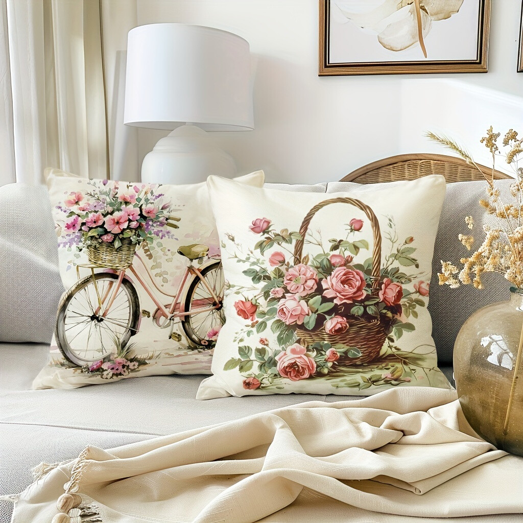 4 Piece Vintage Rustic Floral Pillowcases Home Decor