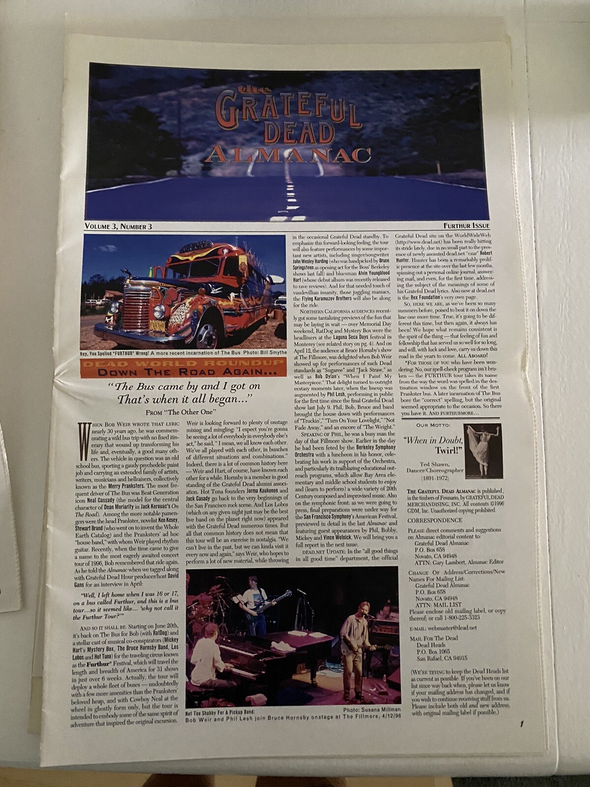 Grateful Dead Almanac Lot Of 9 Issues