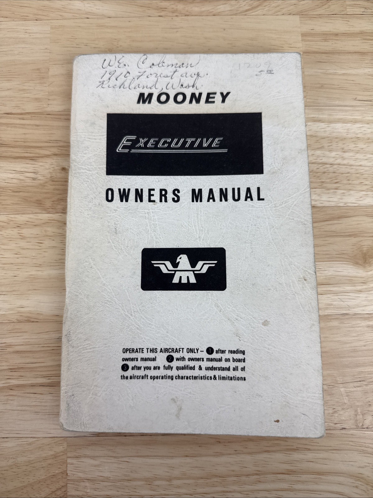 Mooney M20F Executive Owners Manual Serial Numbers 22-0013 1974