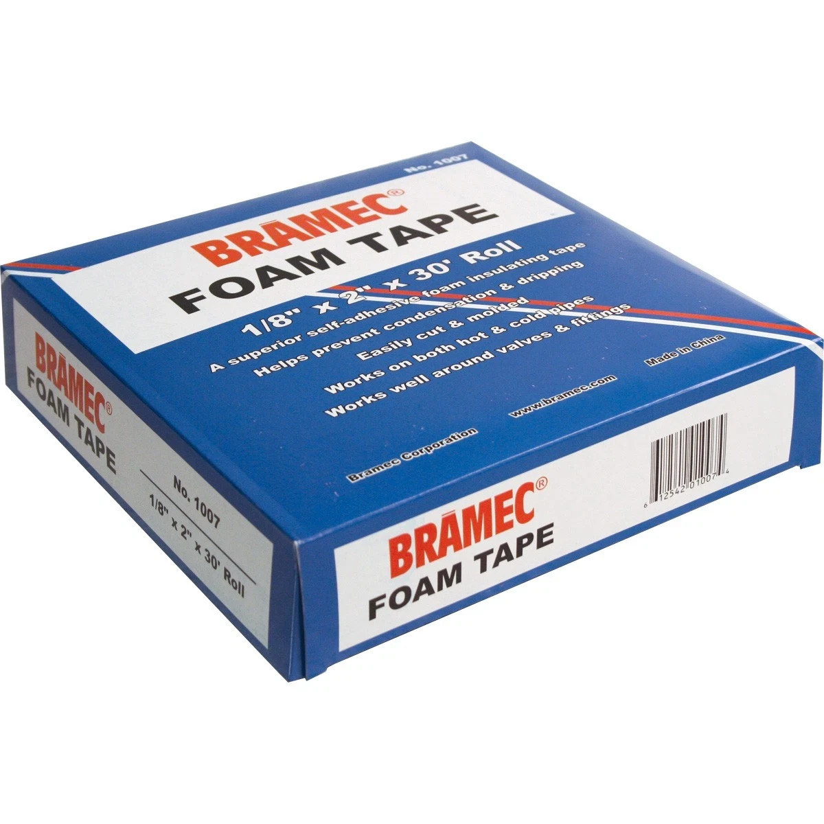 BRAMEC 1007 FOAM TAPE 1/8" TEMP -83∞F TO 239∞F - SELF-ADHESIVE  1/8" x 2" x 30'