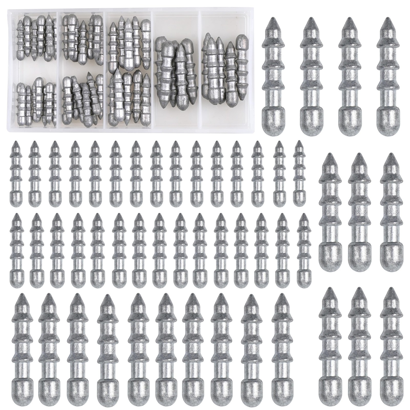 50pcs Fishing Nail Weights Kit Insert Sinkers Wacky Worm Weights for Bass Fis...