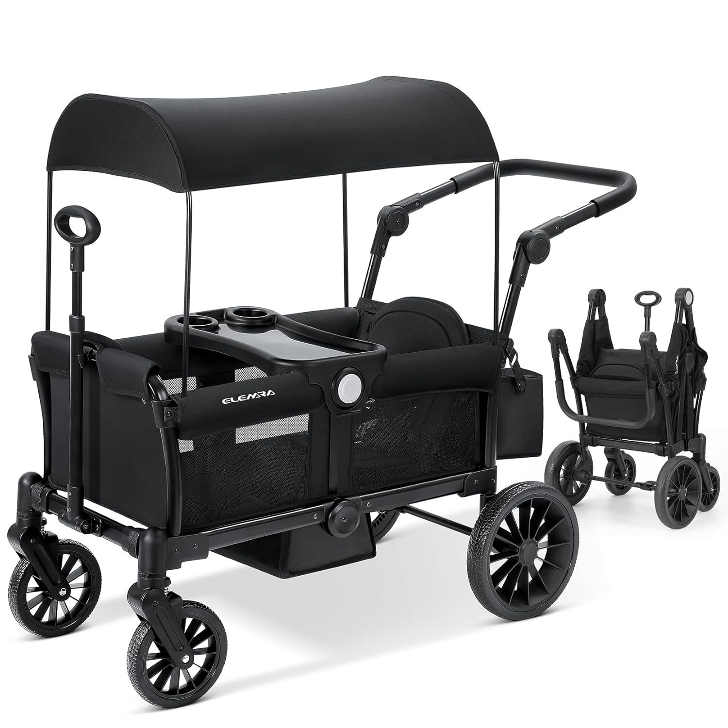 Foldable Wagon Stroller, Stroller Wagon for 2 Kids, All Terrain Wagon for Ki...