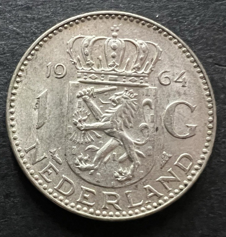1964 Netherlands 1 Gulden Silver Coin
