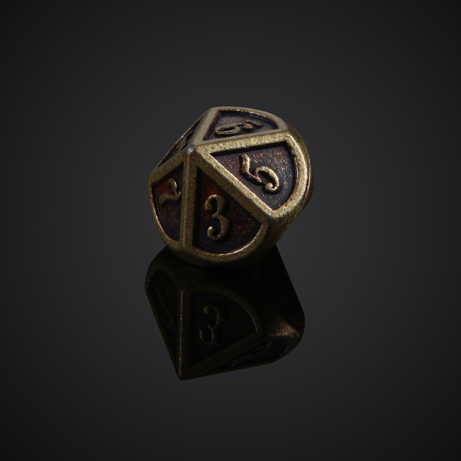 7Pcs Polyhedral Dice Bronze Metals Polyhedral Dice Set RPG DND WOWS