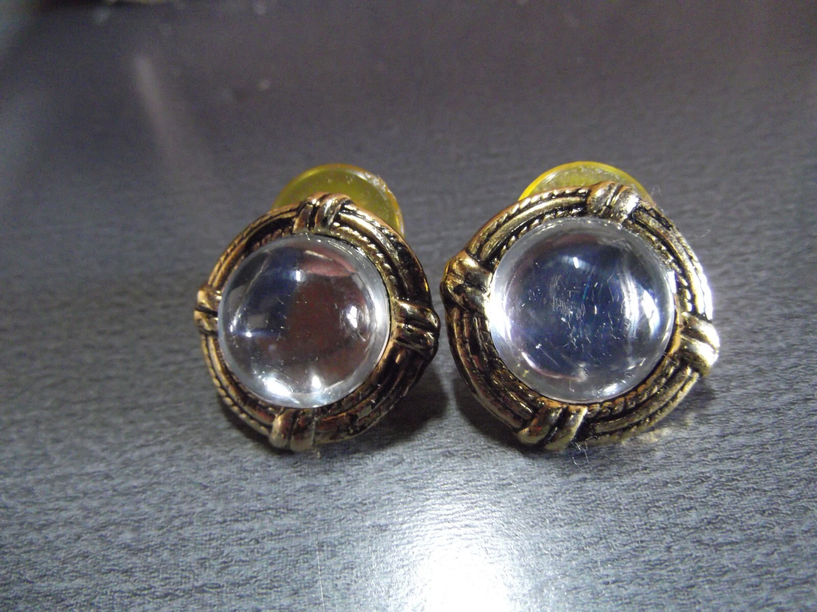 1 Pair Old 1"in Metal Look Like Ship Port Holes Stud Earrings