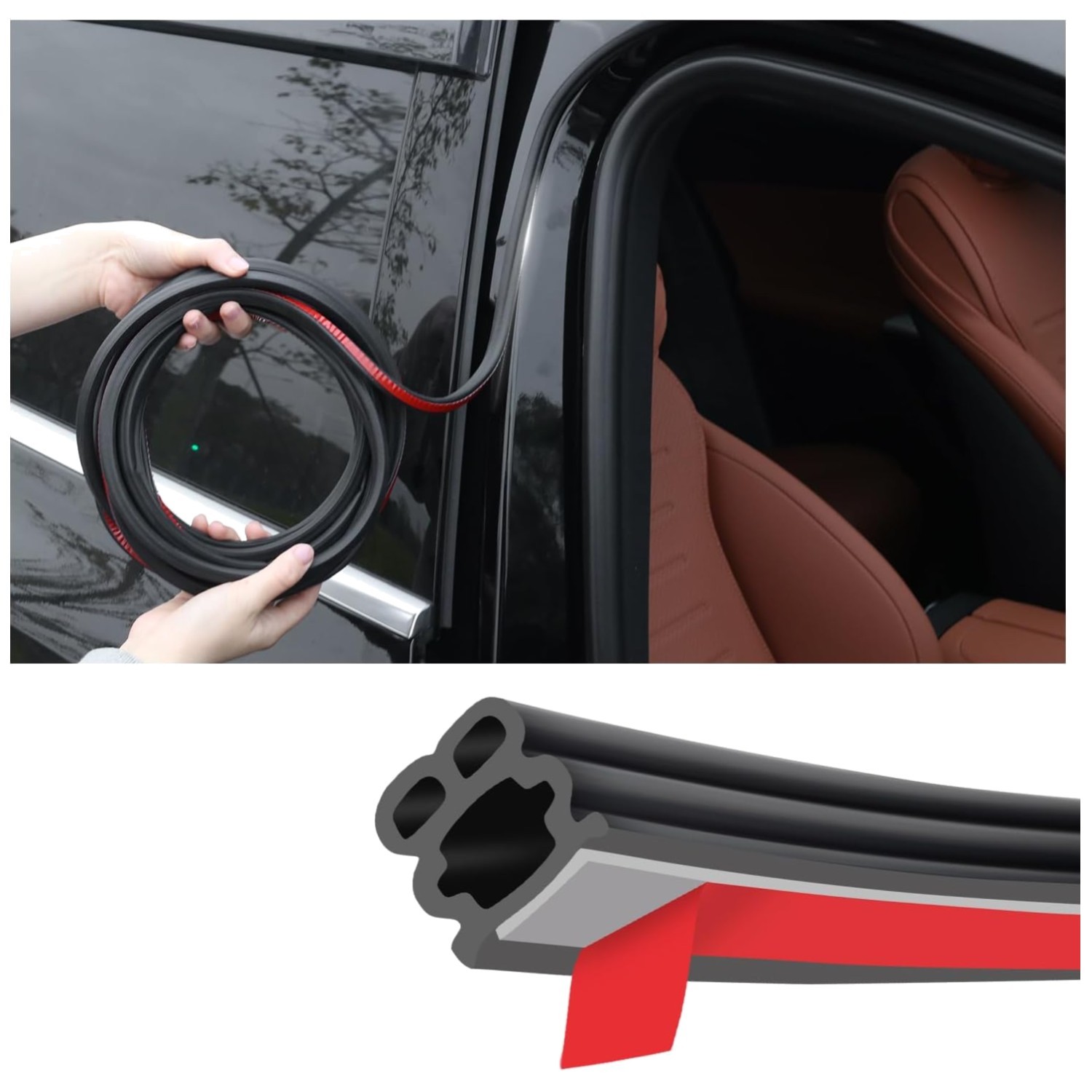 Car Door Seal,Thickened Rubber Automotive Weather Stripping for Hoods,Trunks,Win