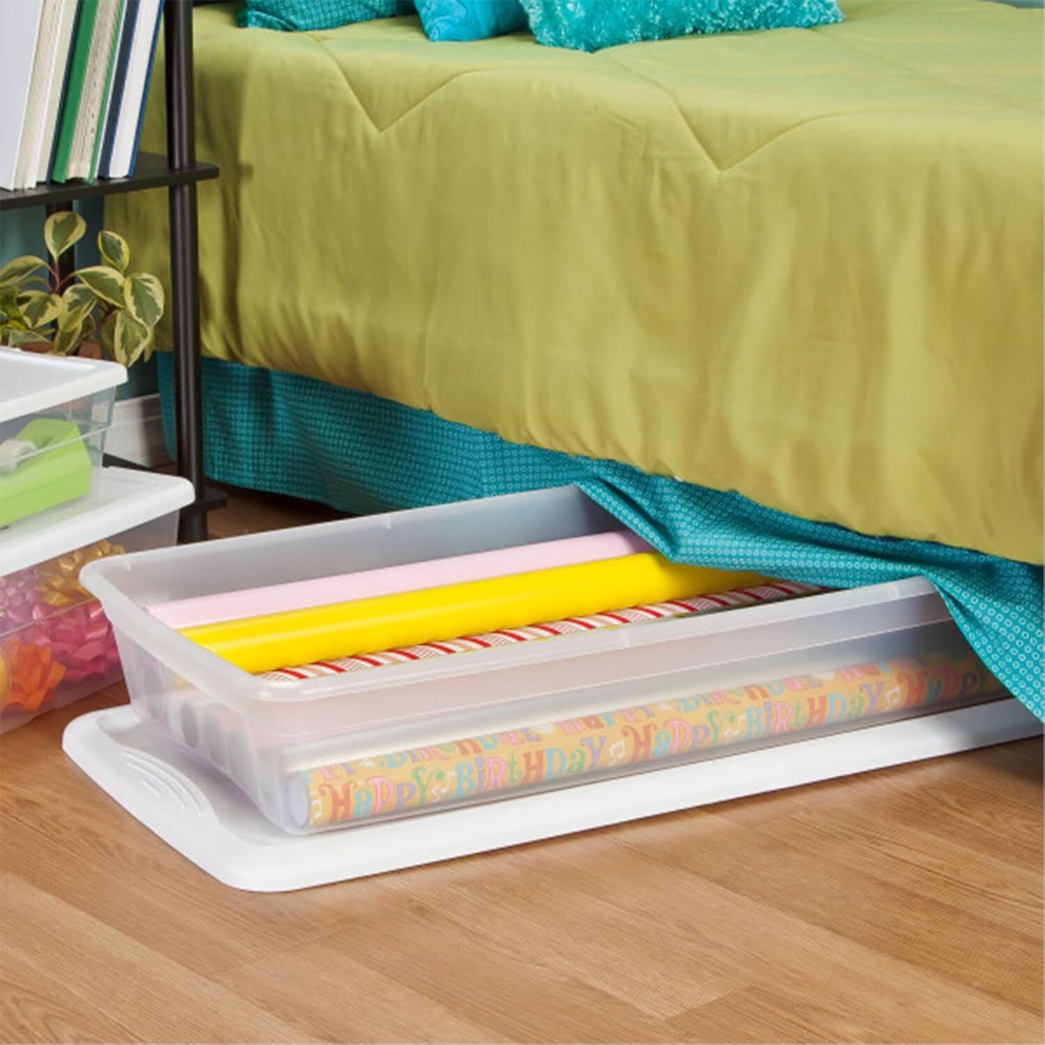 6 Pack Stackable Storage Bin with Lid Clear Plastic Box 41 Quart Lightweight