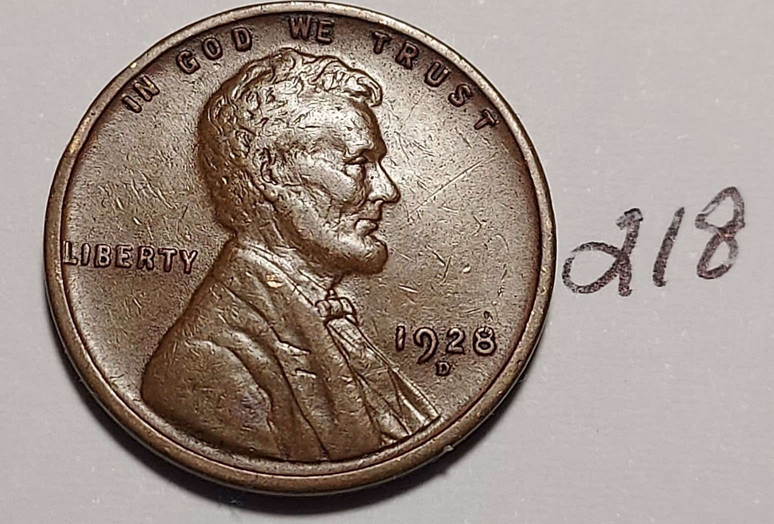 1928-D Lincoln Wheat Cent    EXTREMELY FINE   #218