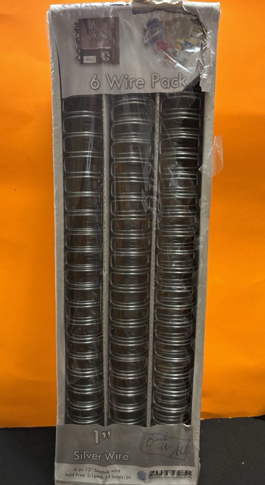 1" Binding Ring Silver Wire 6 Wire Pack 12" Binding Wires with 24 Loops New Free