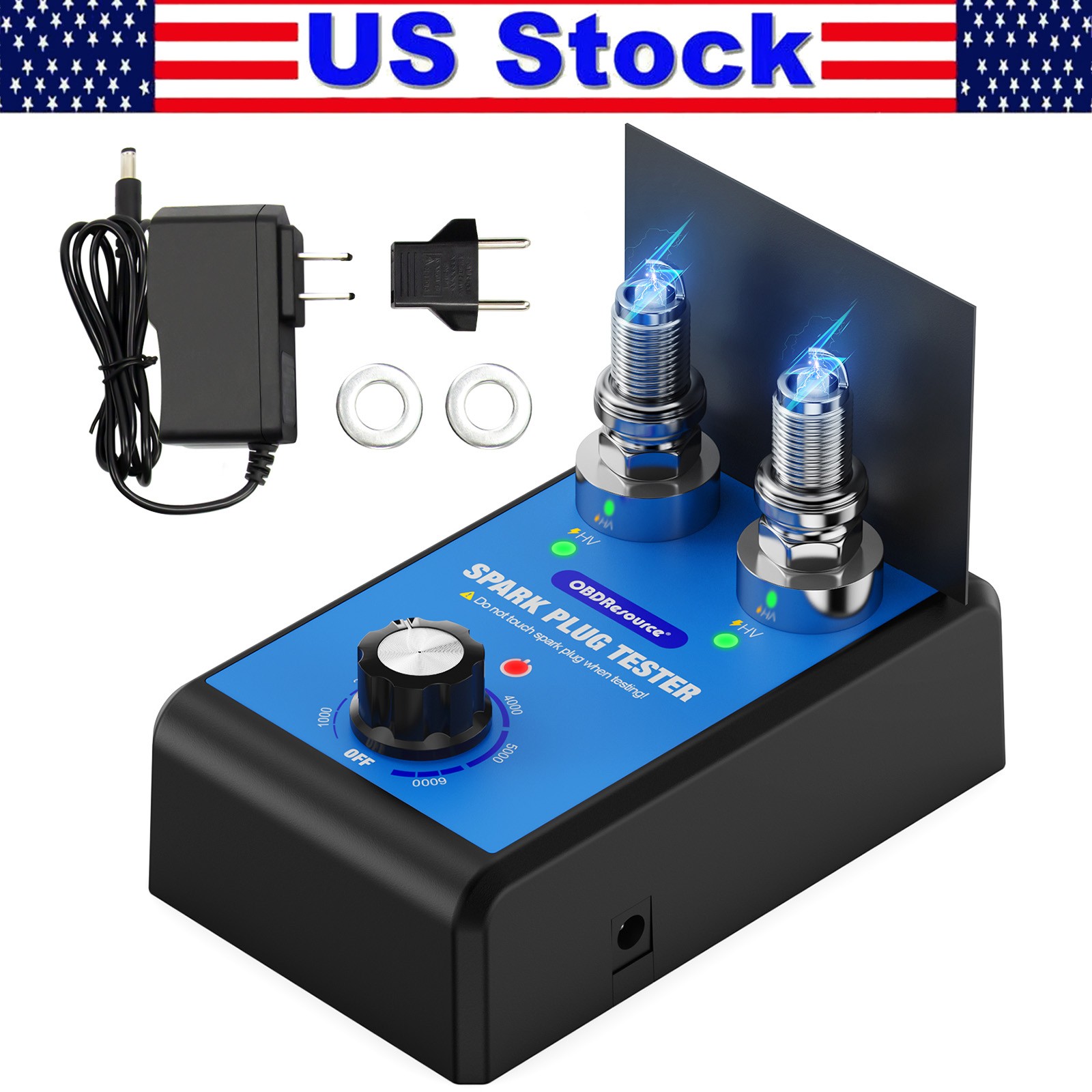 12V Car Double Hole Detector Ignition Spark Plug Tester Analyzer 110-240V USA