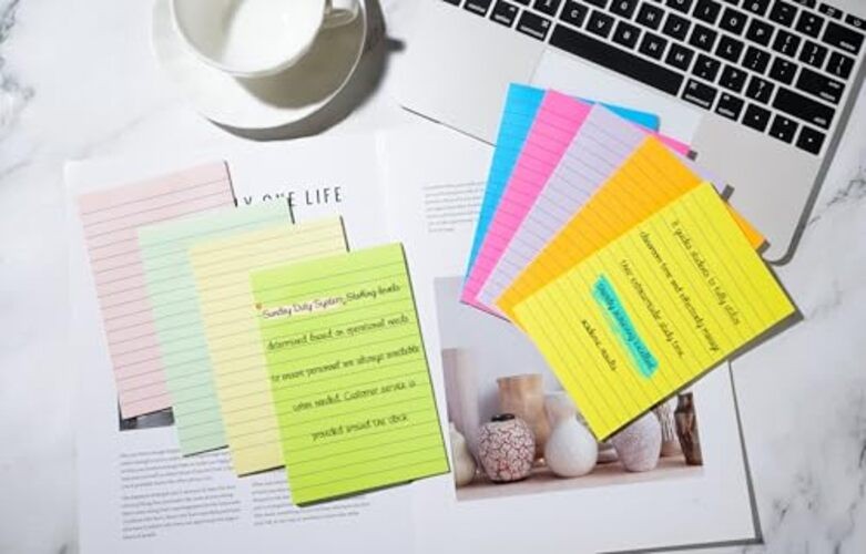 (18 Pack) Lined Sticky Notes 4x6 in Post, Self-Stick Padss Sticky Bright Color