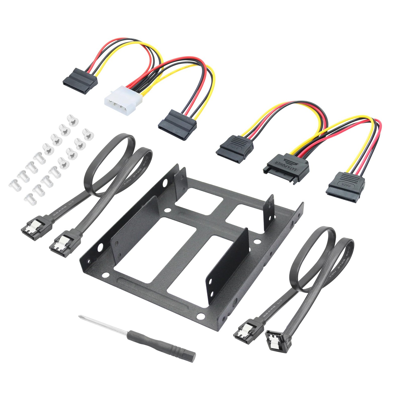 Dual 2.5 to 3.5 Inch HDD/SSD Hard Disk Mounting Bracket, Metal Black