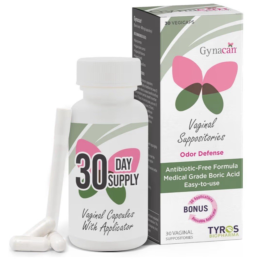 Gynacan Boric Acid Suppositories for Women pH Balance Vaginal Treatment 30 Caps