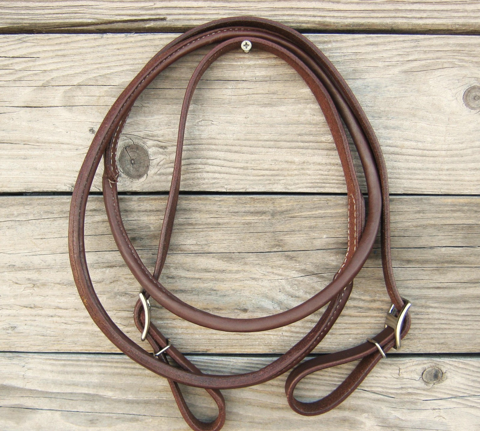 West 74 Leather Rolled Contest One Piece Barrel Roping Reins 8'