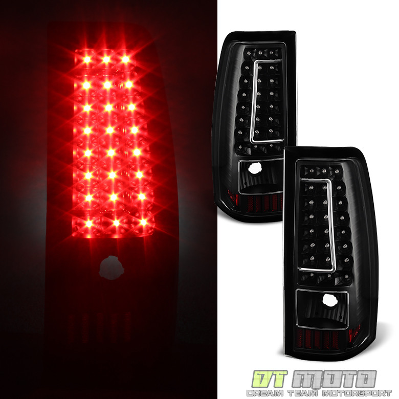 2003-2006 Chevy Silverado 1500 2500HD 3500 Black LED Tail Lights Brake Lamps Set