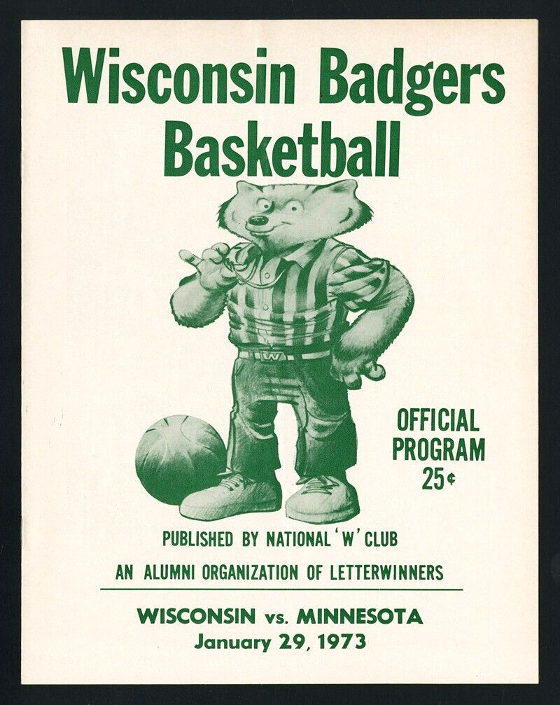1972-73 1973 MINNESOTA GOPHER AT WISCONSIN BADGERS BASKETBALL DAVE WINFIELD 1/29
