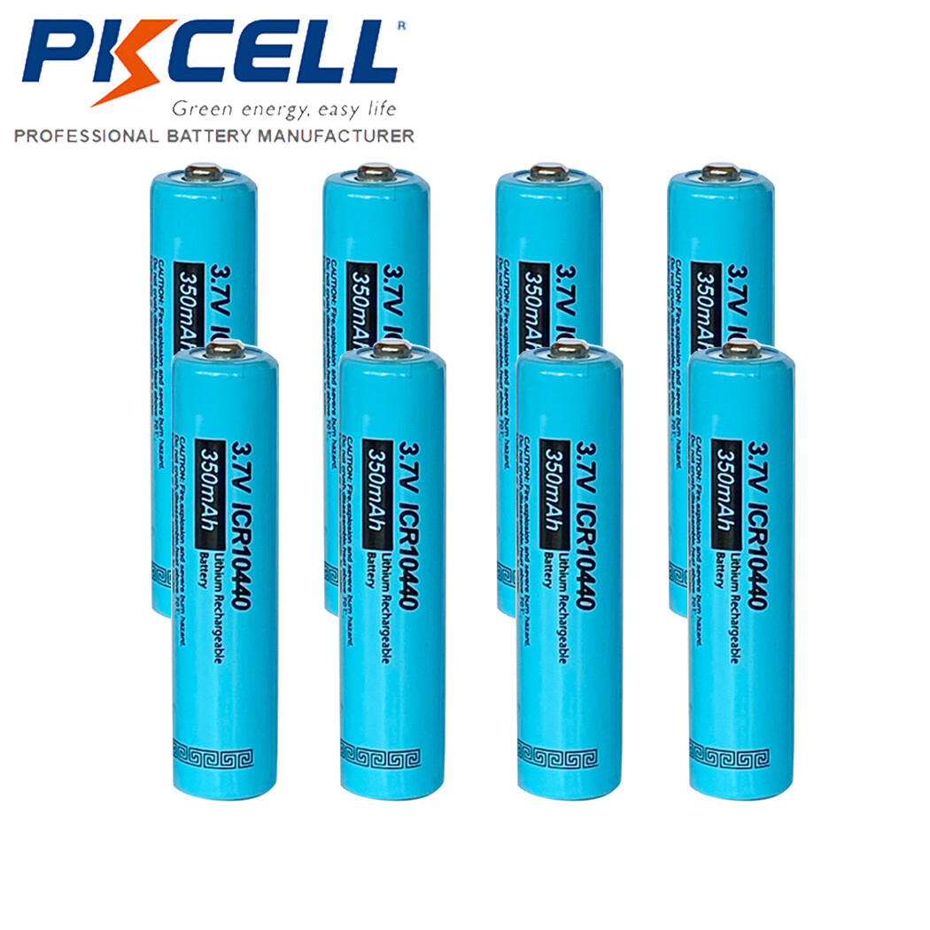 8x ICR 10440 350mAh 3.7V Rechargeable Li-ion AAA Batteries Button Top for Lights