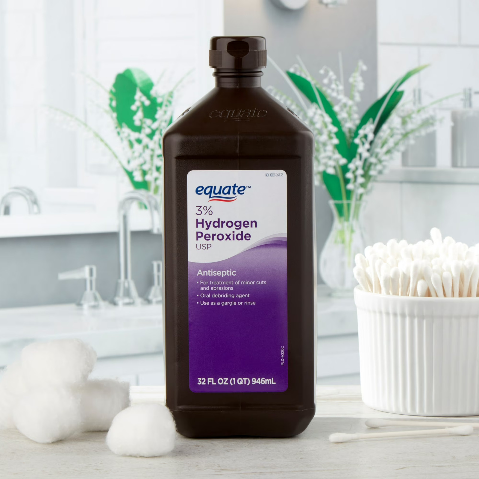 Equate 3% Hydrogen Peroxide Liquid USP Antiseptic, 32 fl oz