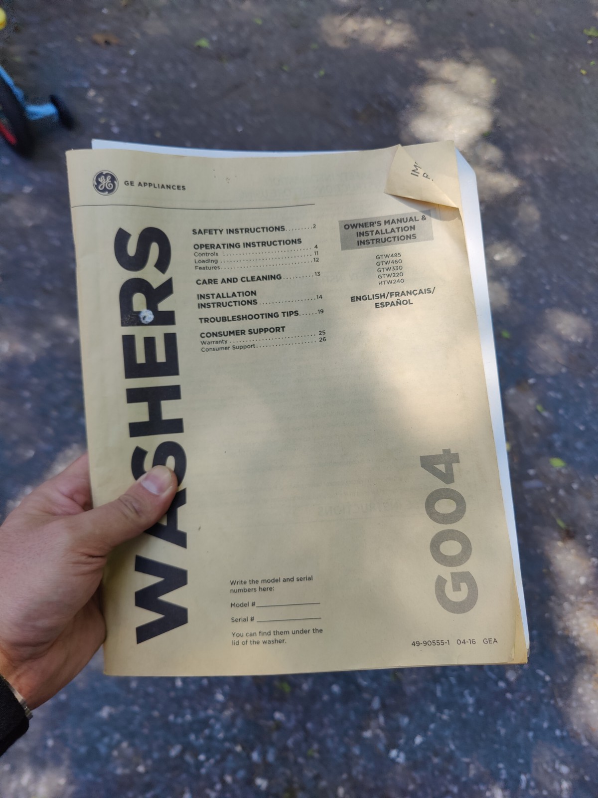 GE General Electric Washers G004 Owners Instructions Guide Manual