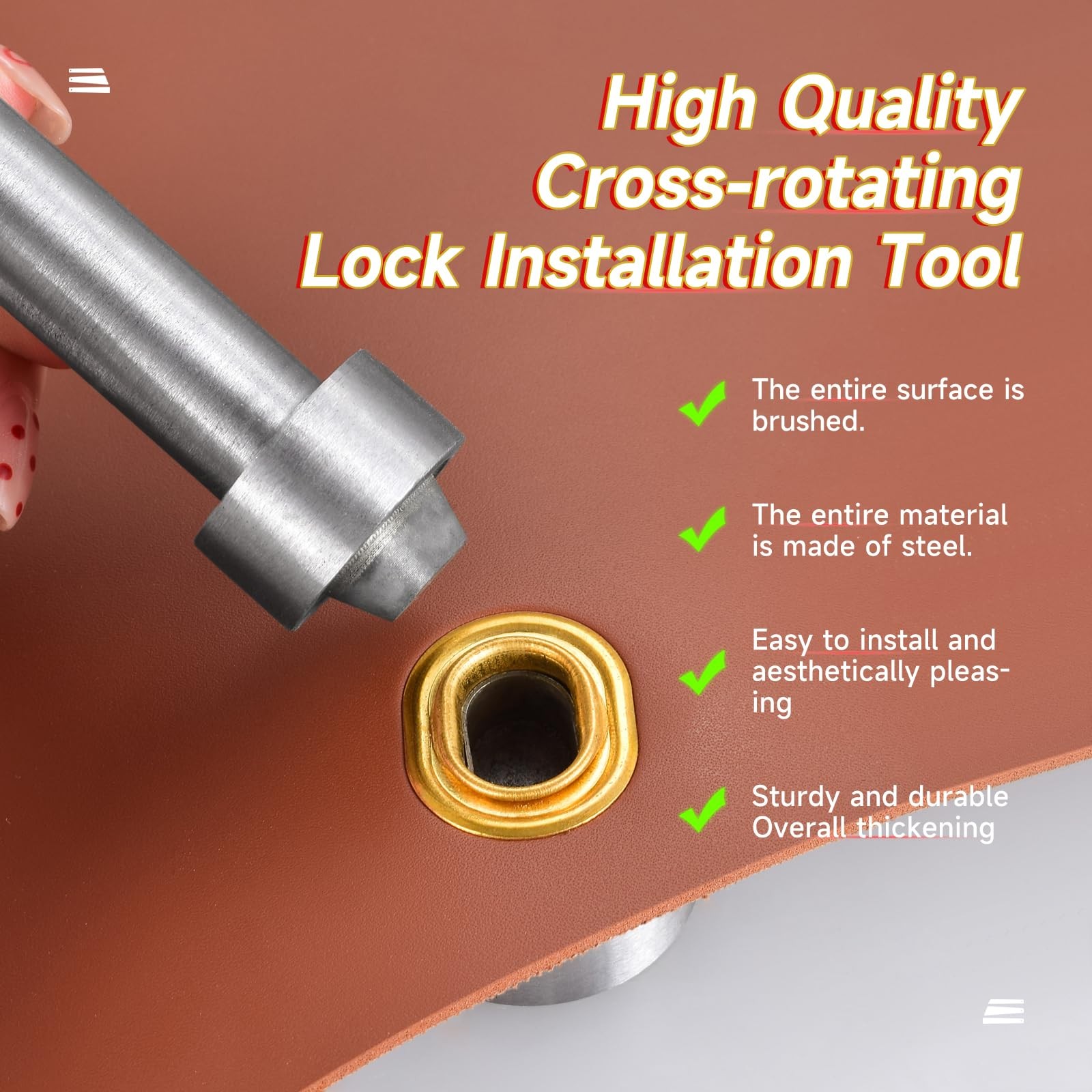 Cross Lock Installation Tool for Leather Bags, Rotating Lock Assembly, Handba...