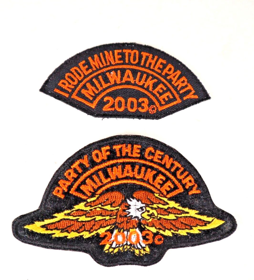 2 Harley Davidson Motorcycle Patches Milwaukee 2003 "Party Of The Century"