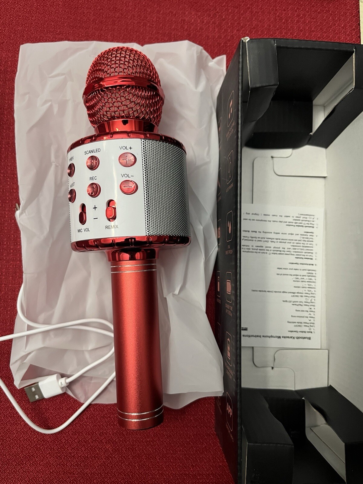 Ovellic Red Karaoke Microphone. NEW FREE SHIPPING