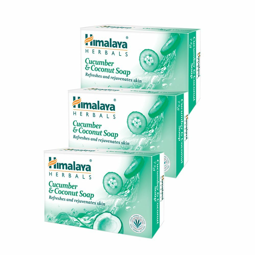 3 X Himalaya Herbals Cucumber & Coconut Soap 75 gms FREE SHIP