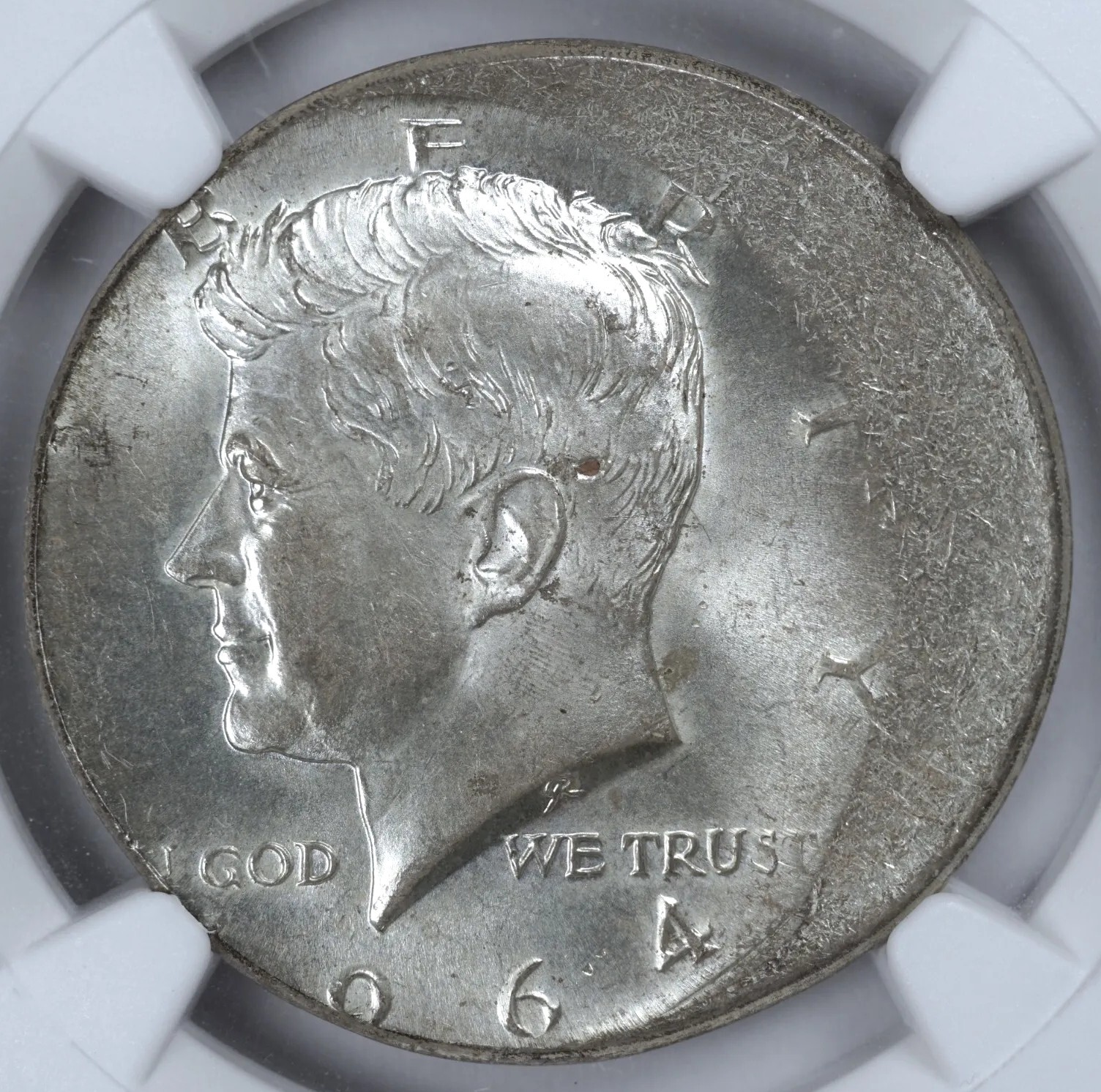 Silver 1964 50c Off Center Struck Kennedy Half Dollar Rare Mint Error NGC MS62