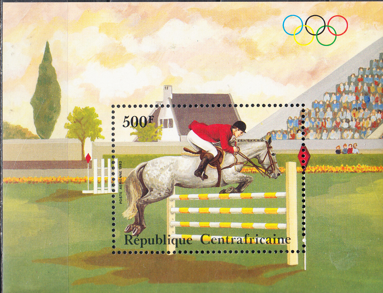 W CENTRAL AFRICA C291 LOS ANGELES PRE OLYMPIC PERFORATED SOUVENIR SHEET
