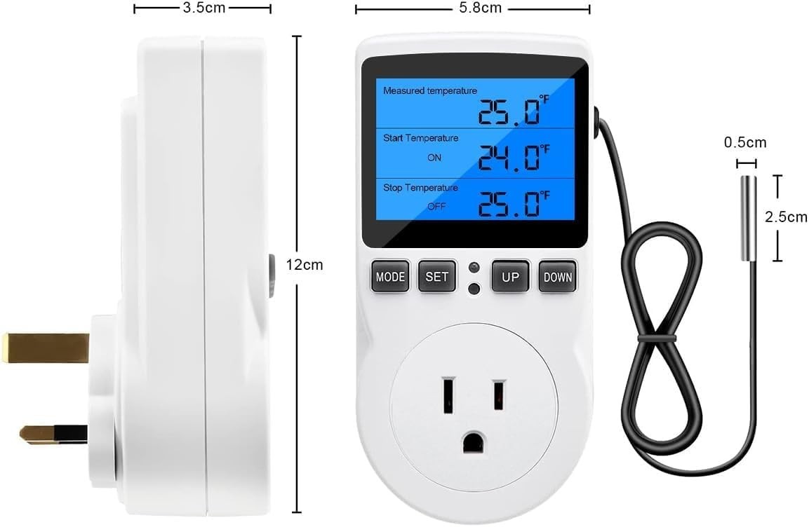 Digital Thermostat Controller - Plug-in Temperature Controller for RVs, Repti...