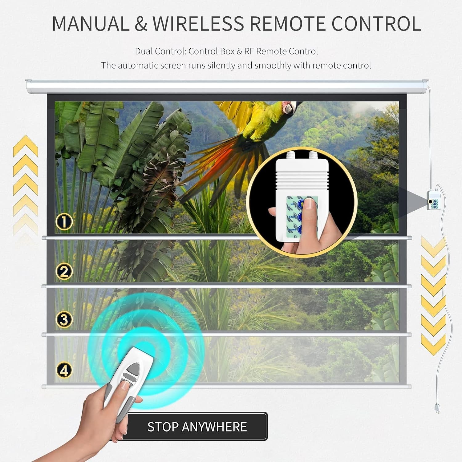 120" Motorized Projector Screen w/ Remote Control