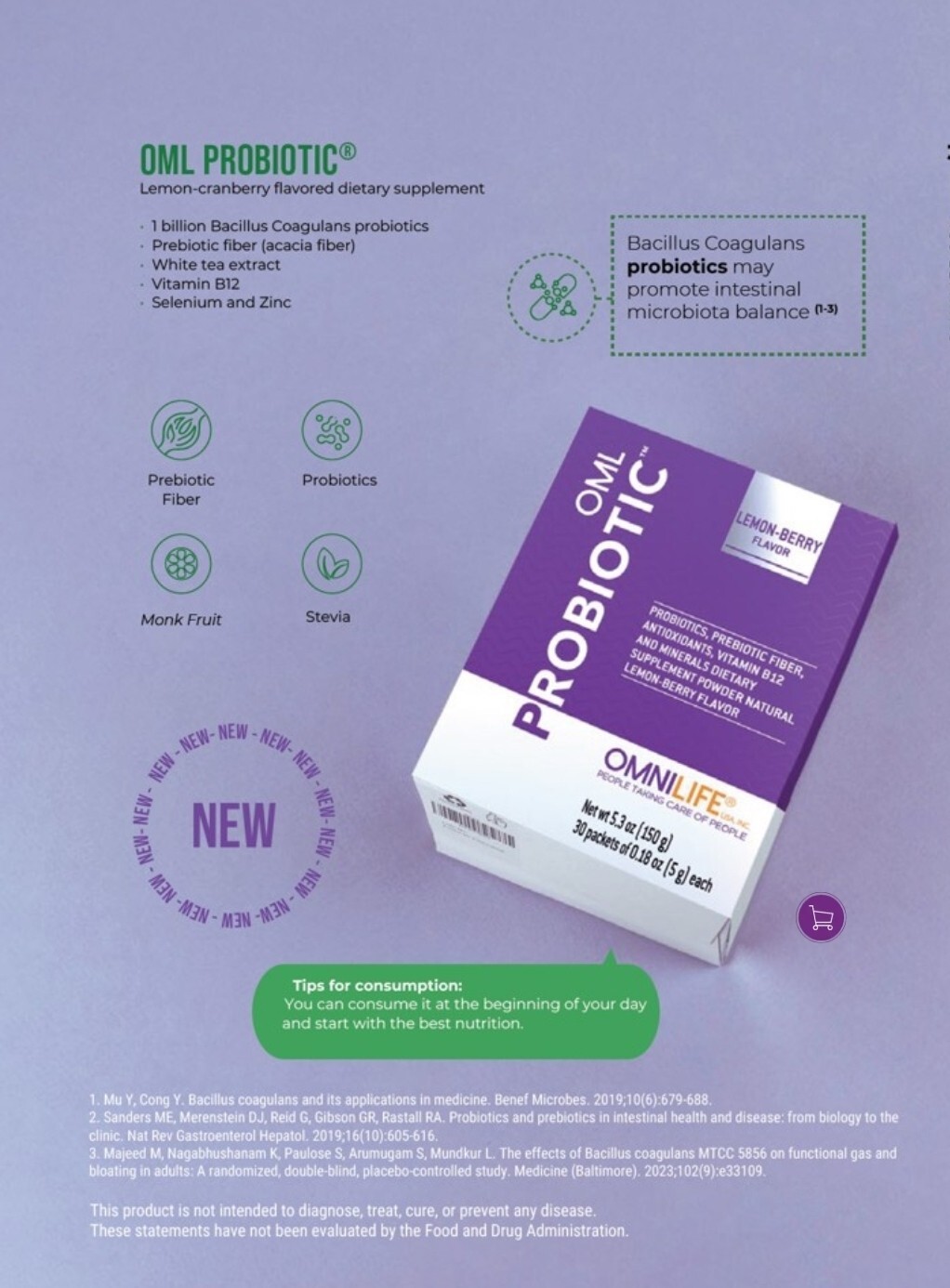 OML PROBIOTICBox with 30 pieces Net content 5.3 oz (150 g)