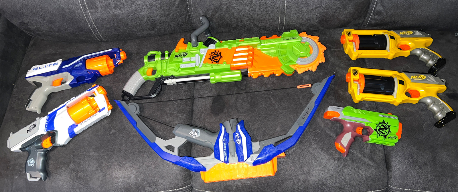 Nerf Lot 8x Zombie Strike Crossbow Brainsaw-maverick Rev-5 Elite Pistol Gun Toy