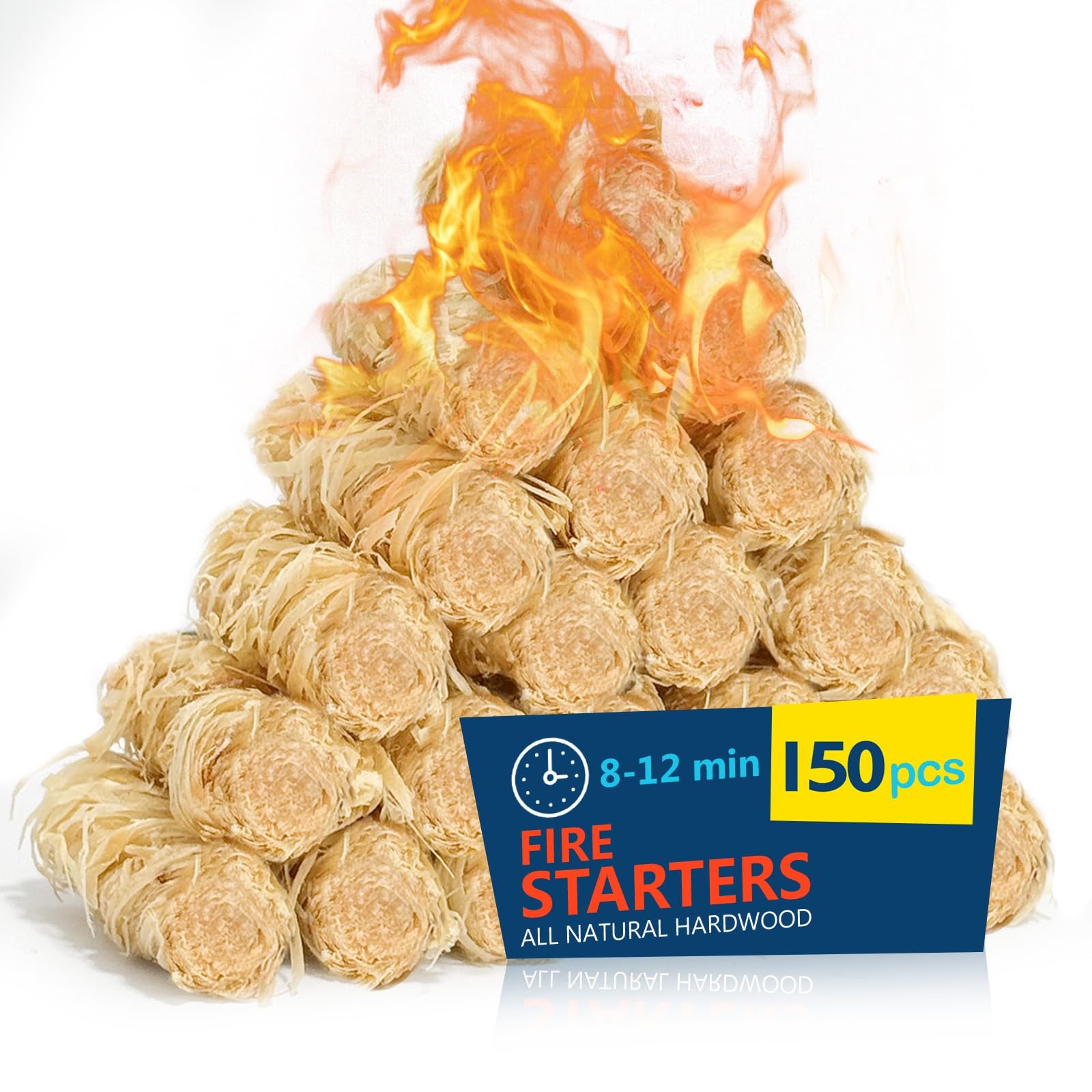 Fire Starter 150Pcs - Extra Long 12min Natural Starters for 150PCS