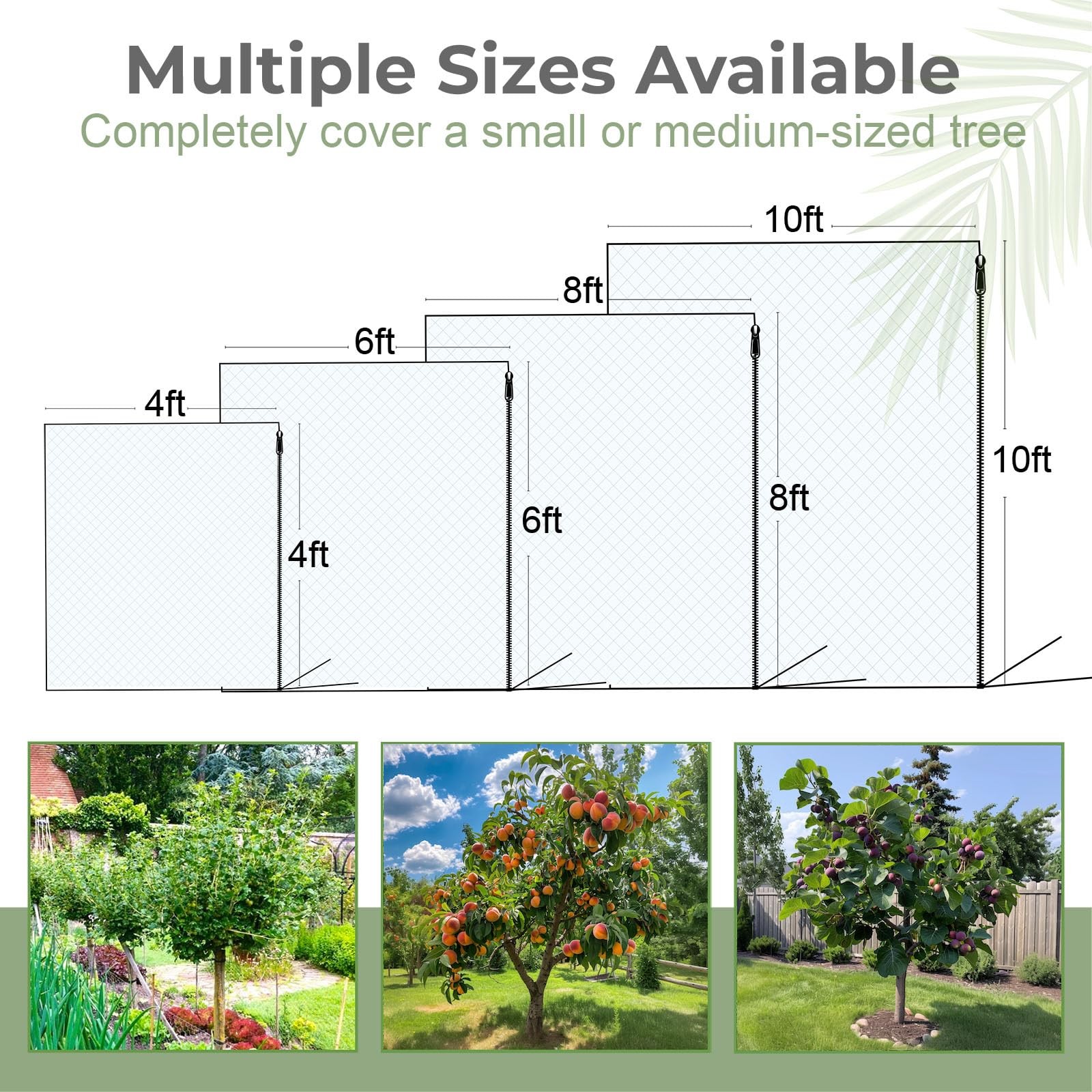 Fruit Tree Netting Cover with Zipper & 8 x 8 ft(2 Packs), White