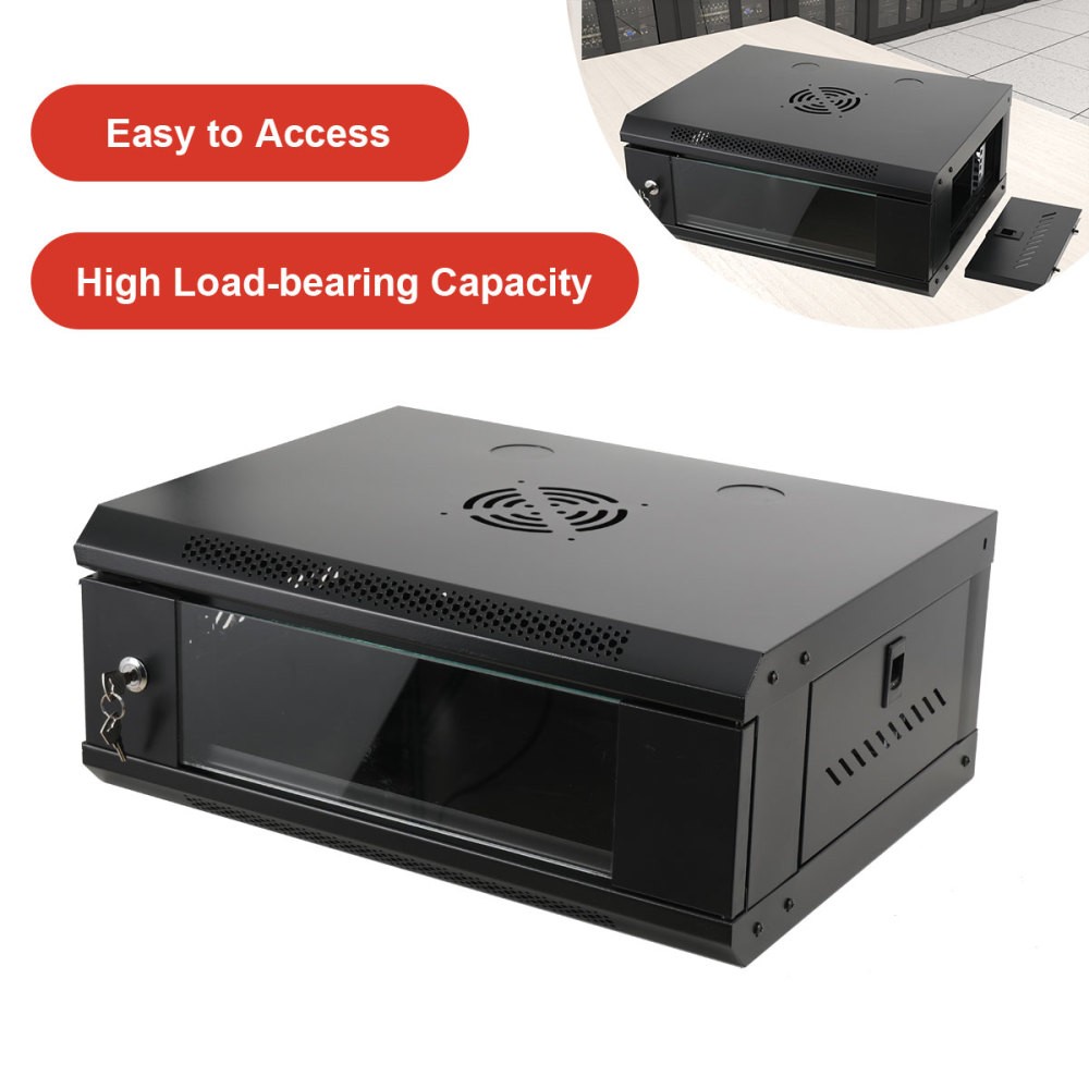 4U Server Rack Cabinet Network Data Rack Enclosure 60kg Load Bearing Black