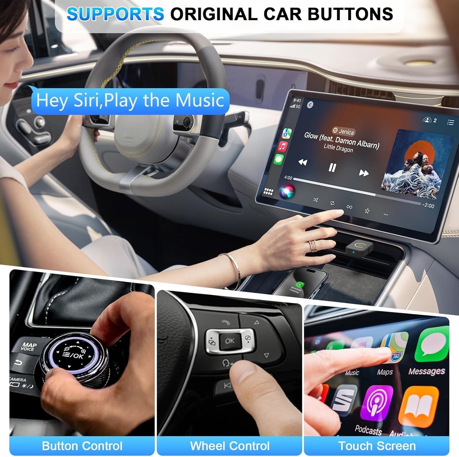 USB Wireless CarPlay Adapter For iPhone Apple Wireless Carplay Dongle Plug &Play