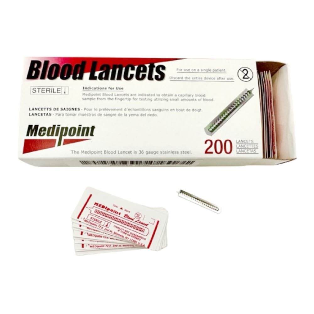 Stainless Steel Lancets – 200 Count | Sterile, Disposable, Individually Wrapp...