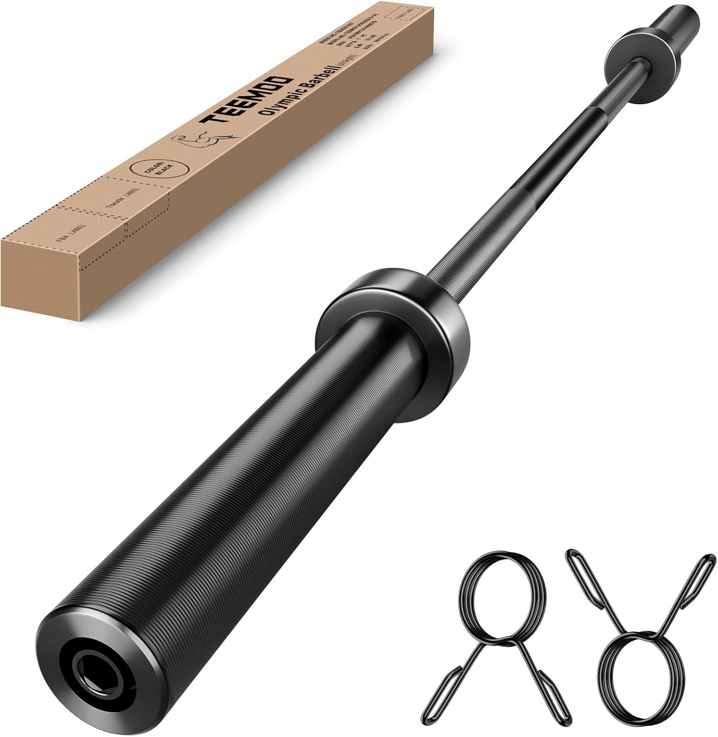 Barra Olimpica Barbell Bar 57"/47" con 2 Spring Collars para Pesas de 2 inch