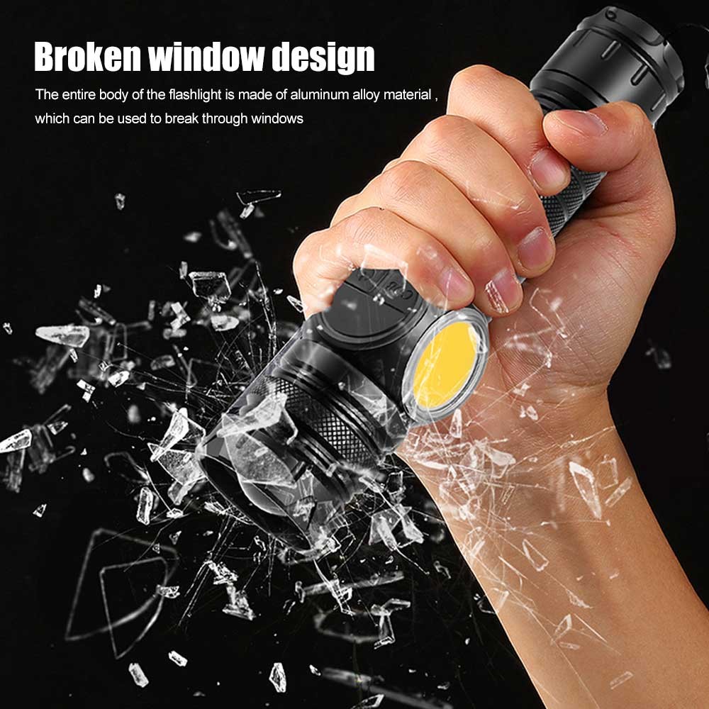 White Laser LEP Flashlight Torch COB Yellow Red Light Zoomable USB Rechargeable
