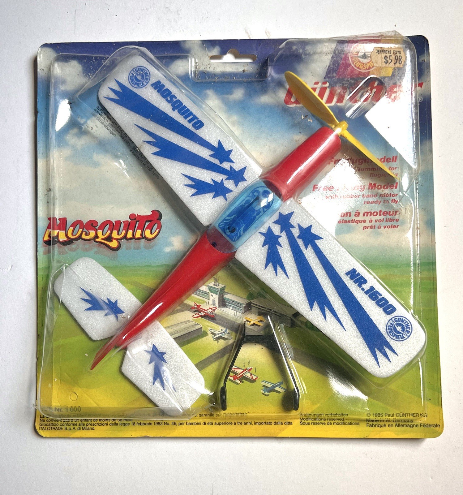 Vintage Gunther Flugspiele Mosquito Airplane Free flight Germany New Sealed NOS